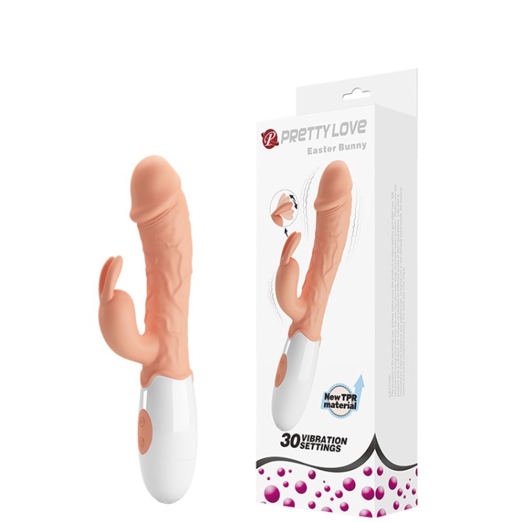 VIBRADOR COM DETALHE REALÍSTICO DUPLO ESTÍMULO COM 30 MODOS DE VIBRAÇÃO