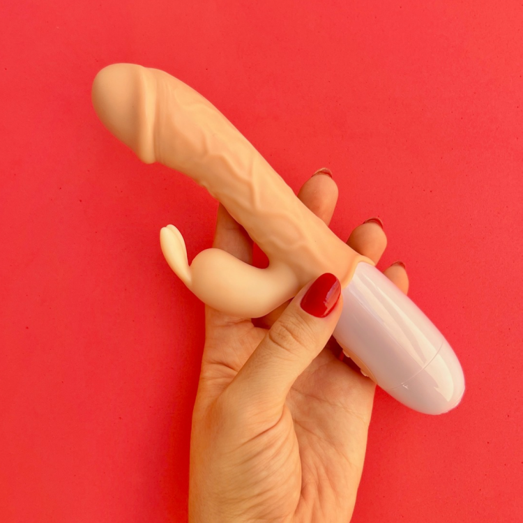 VIBRADOR COM DETALHE REALÍSTICO DUPLO ESTÍMULO COM 30 MODOS DE VIBRAÇÃO