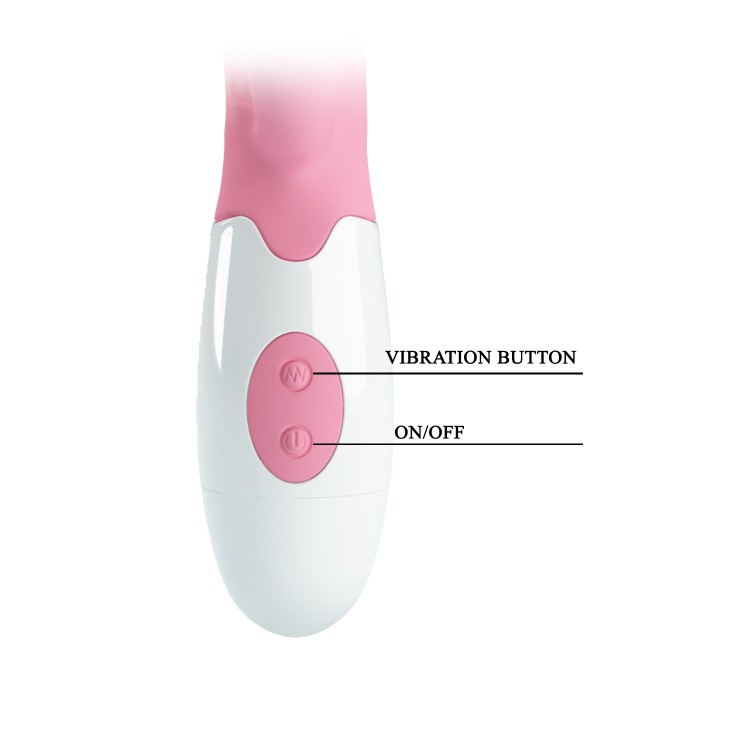 VIBRADOR ROSA COM DETALHE REALÍSTICO DUPLO ESTÍMULO COM 30 MODOS DE VIBRAÇÃO