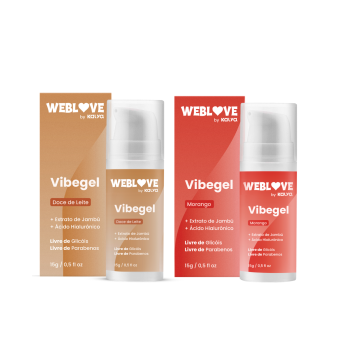 KIT COM 2 VIBEGEL  1 DOCE DE LEITE  + 1 MORANGO - PULSA, VIBRA E TE DA PRAZER